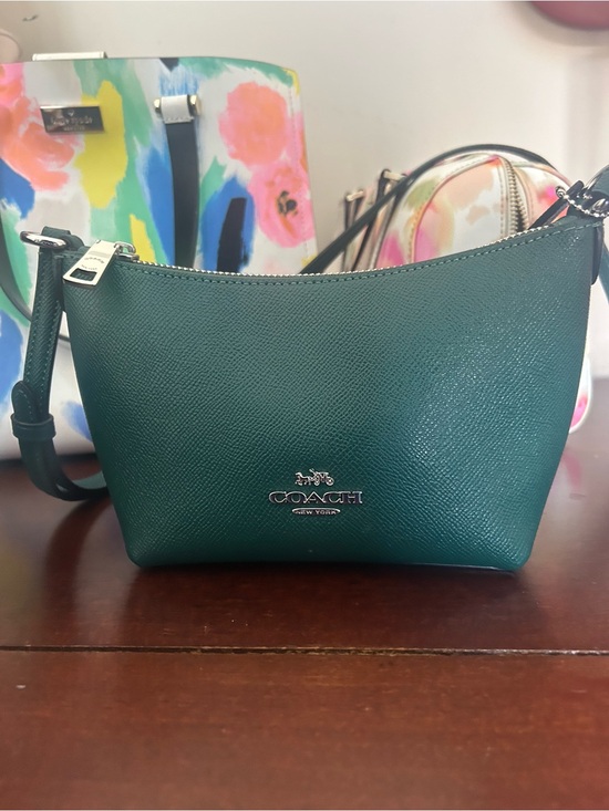 Coach Handbags - Coach Teal Green Crossgrain Leather Crossbody Bag Silver Hardware